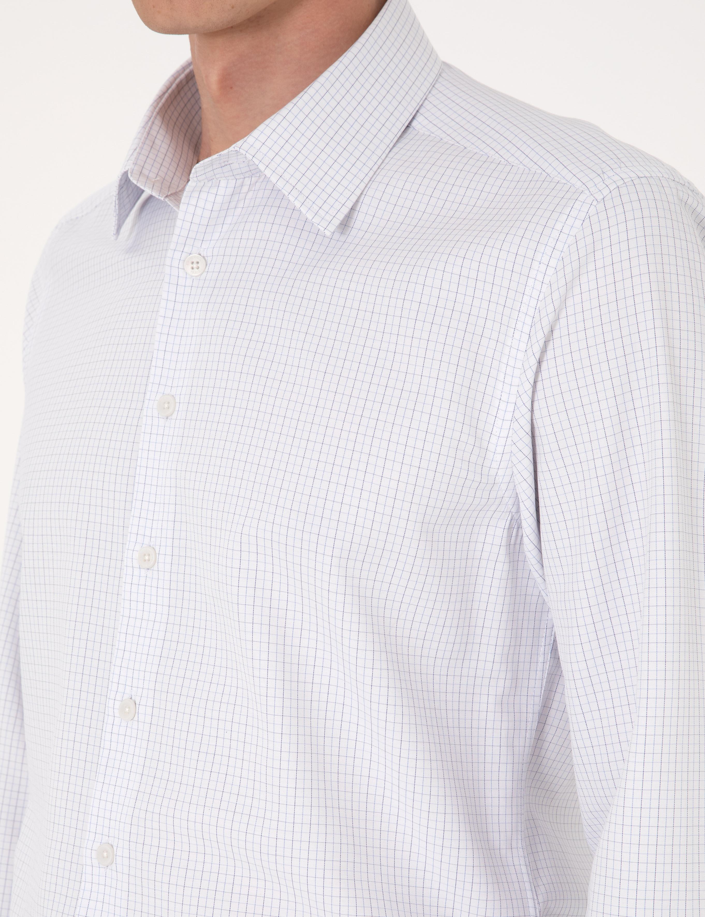 Mavi Kareli Slim Fit Uzun Kollu Gömlek