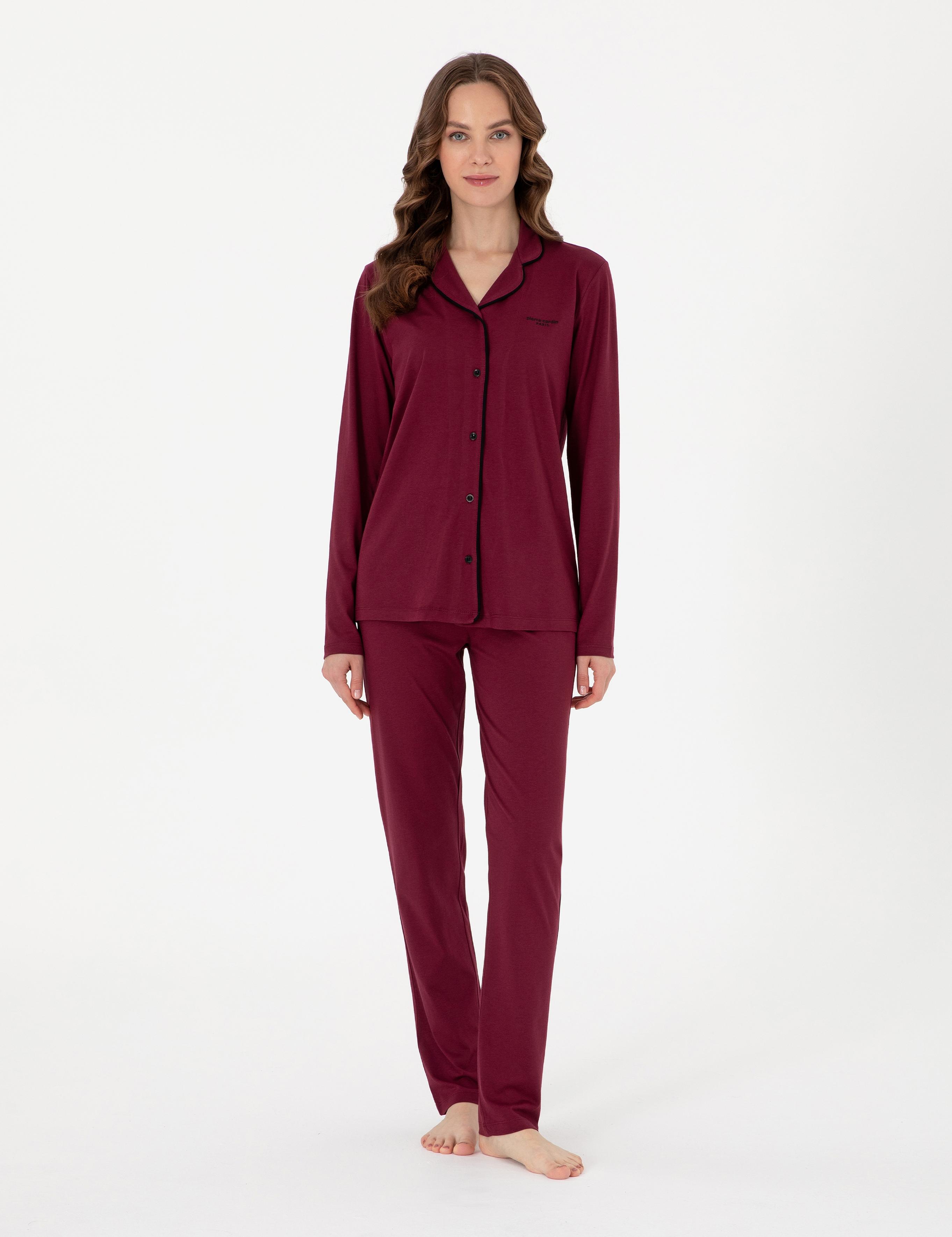 Bordo Gömlek Pijama Takımı