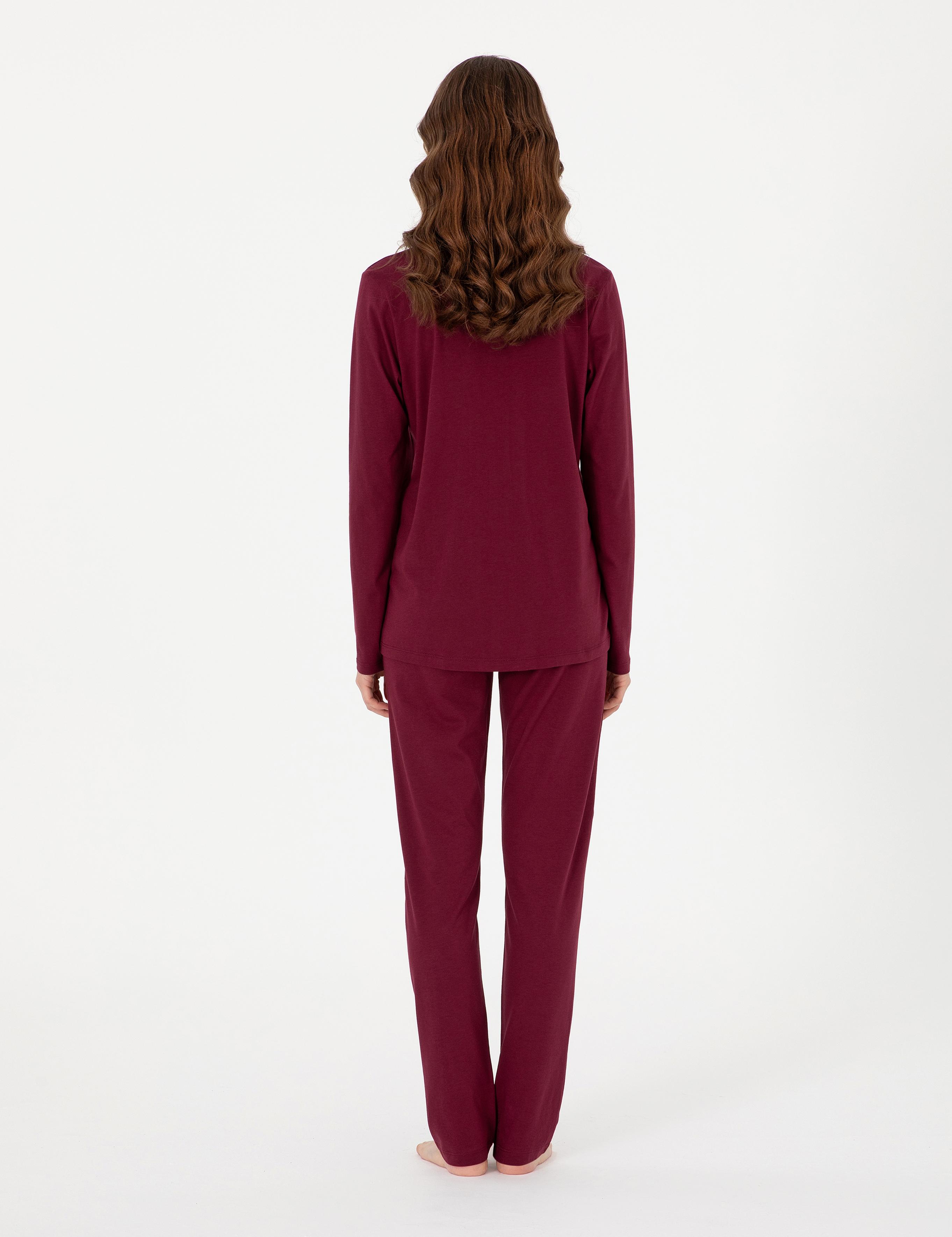 Bordo Gömlek Pijama Takımı