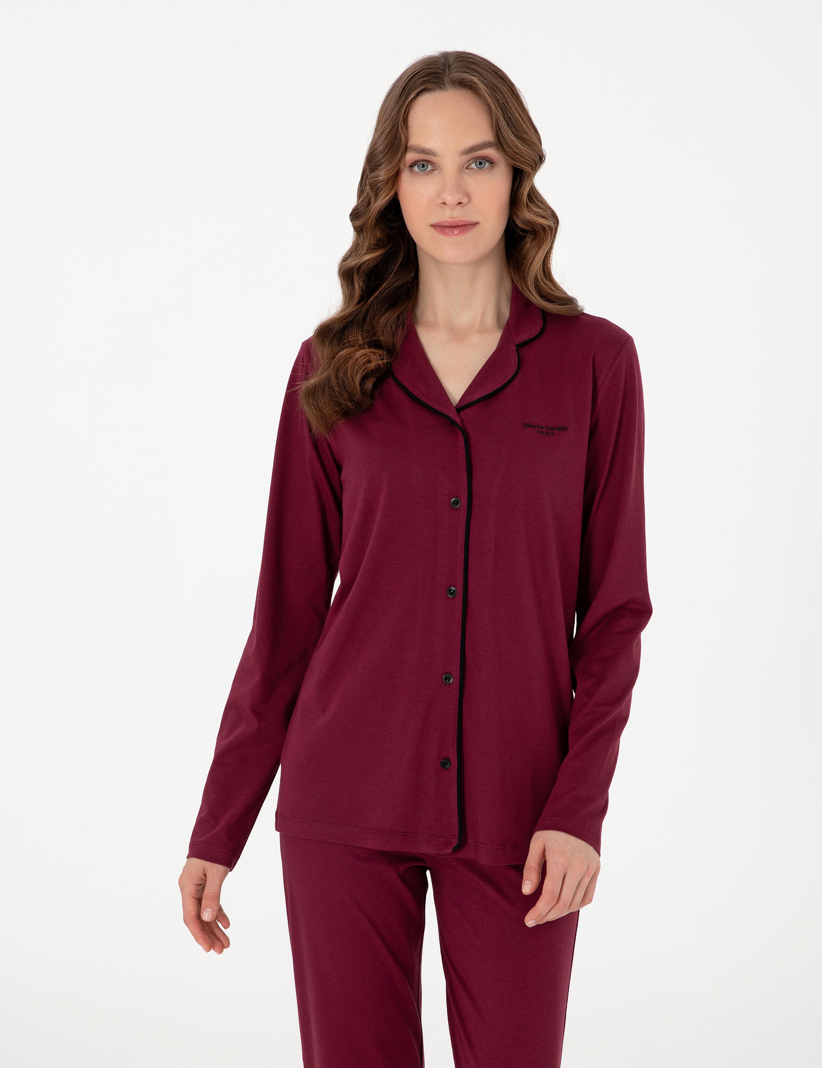 Bordo Gömlek Pijama Takımı