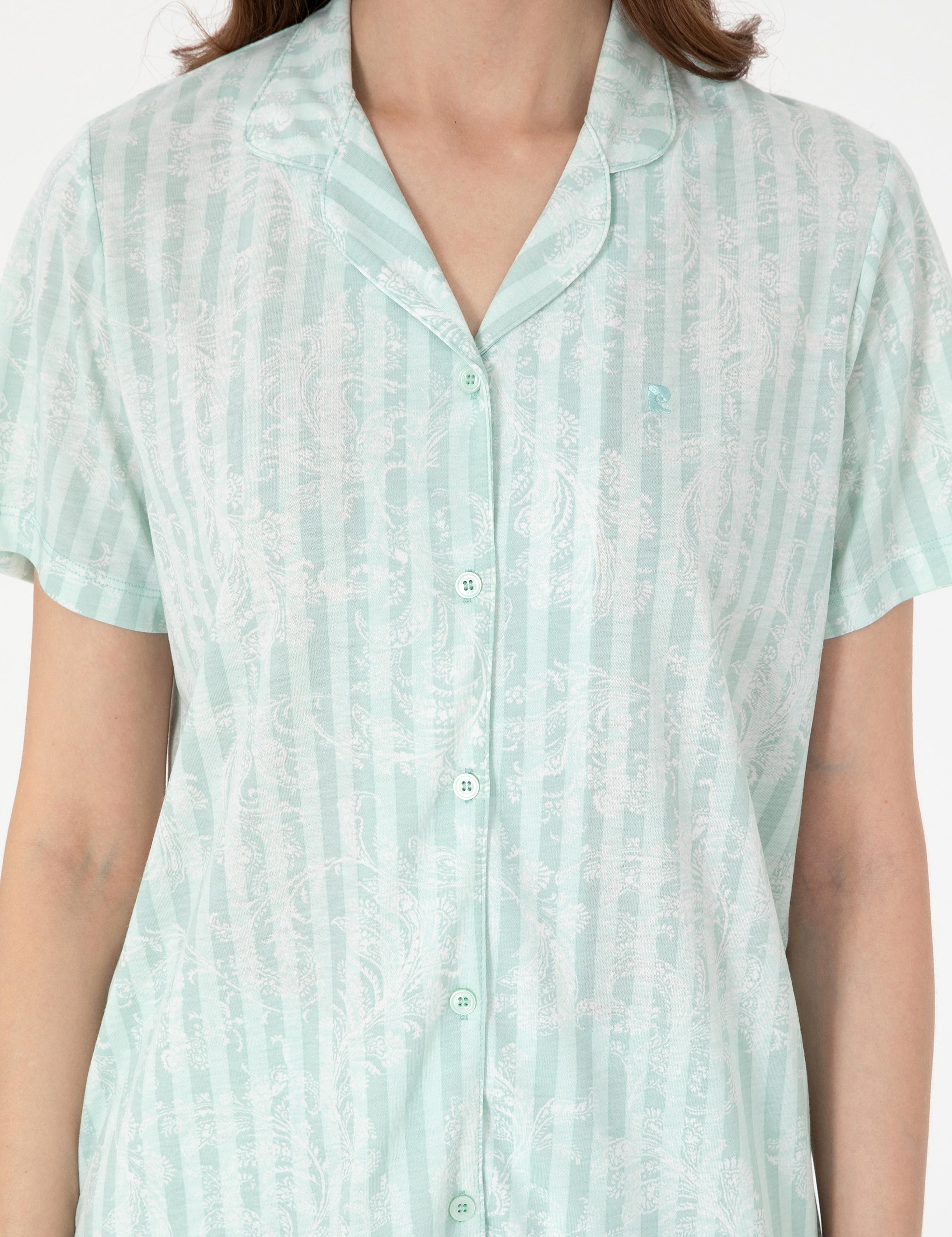 Mint Kısakollu Gömlek Pijama Takımı