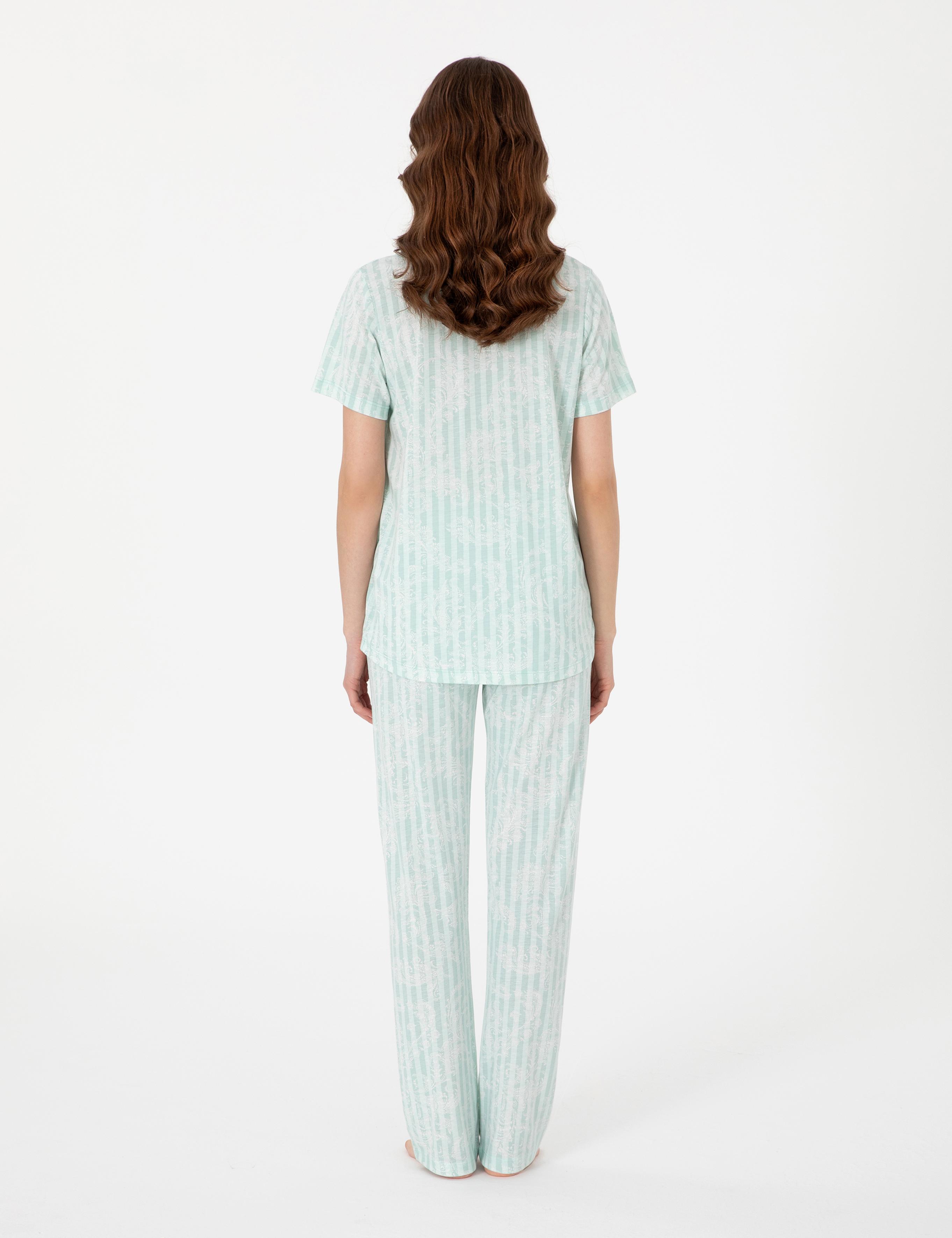 Mint Kısakollu Gömlek Pijama Takımı
