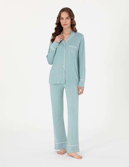 Su Yeşili Gömlek Pijama Takımı