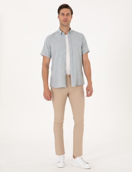 Bej Slim Fit Kanvas Pantolon