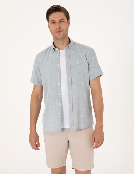 Yeşil Regular Fit Kısa Kollu Gömlek