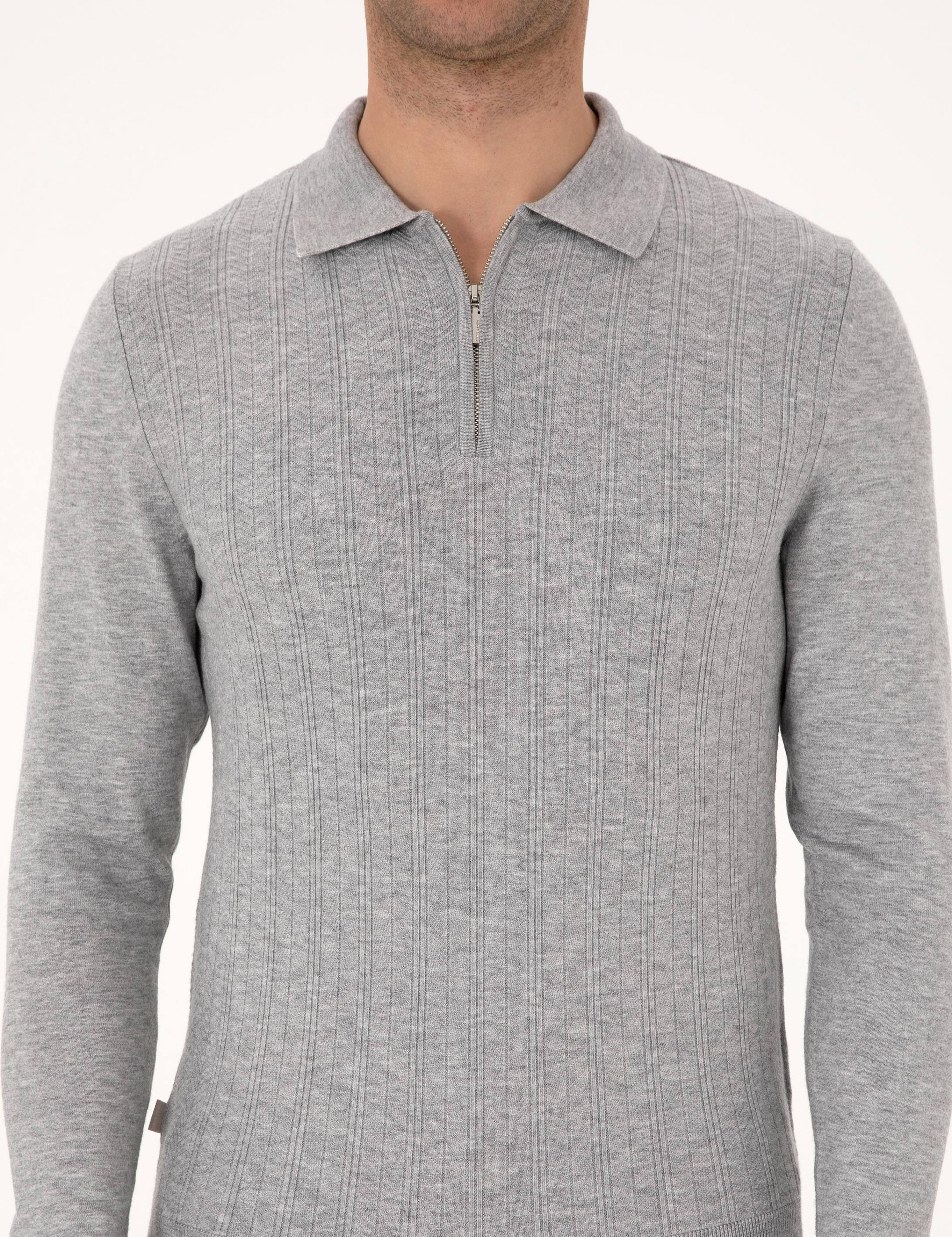 Açık Gri Melanj Regular Fit Kazak