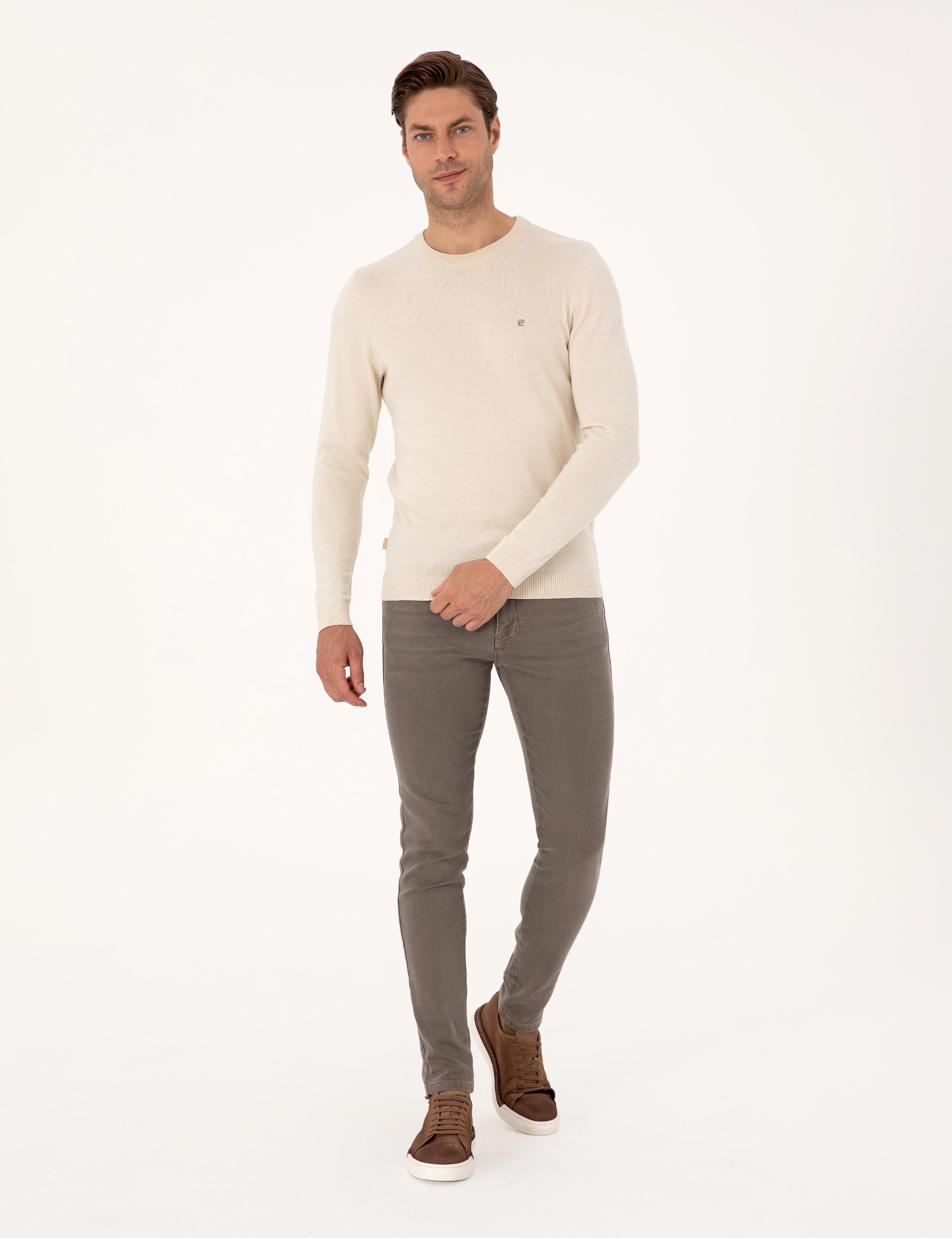 Bej Slim Fit Basic Kazak