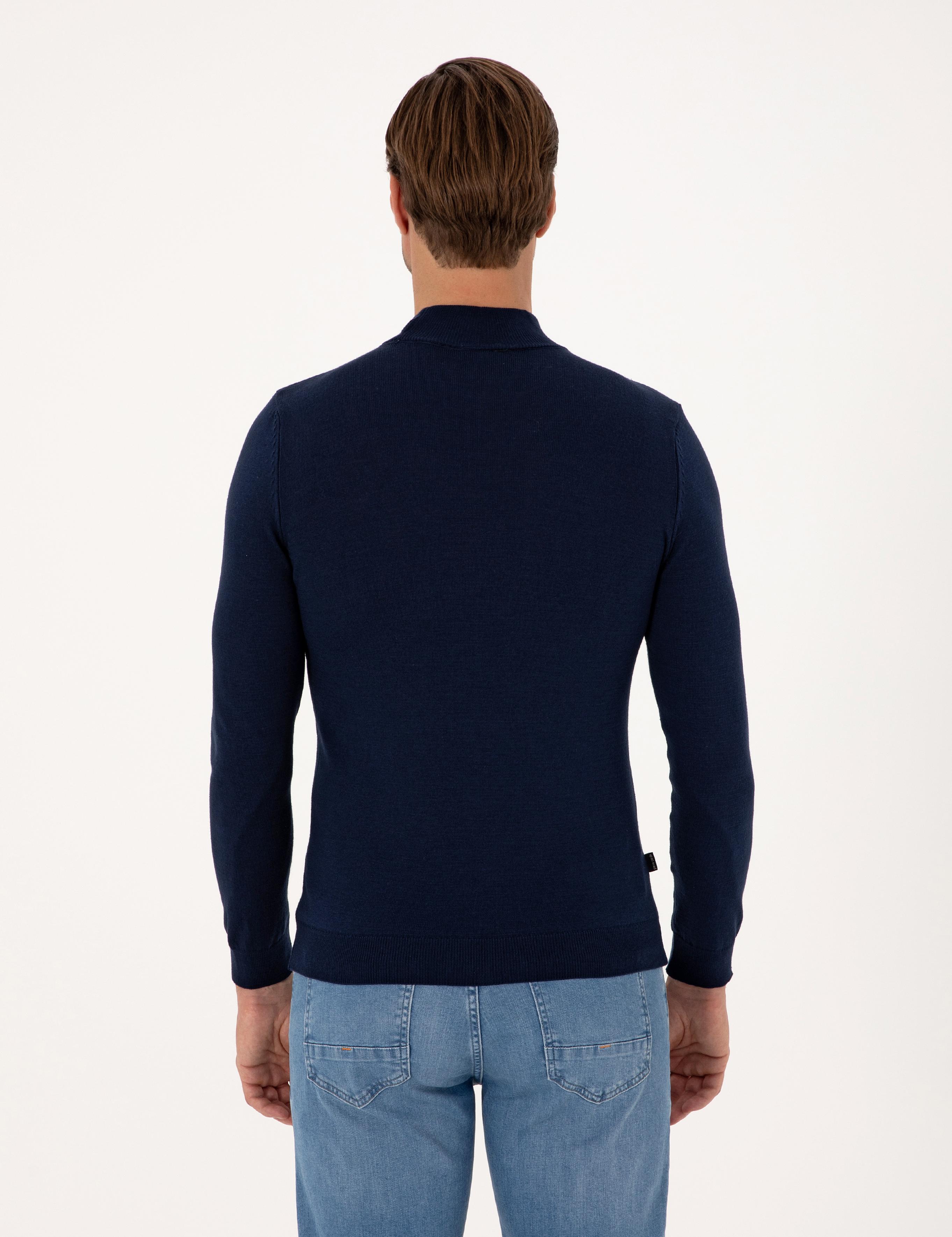 Açık Lacivert Slim Fit Basic Kazak
