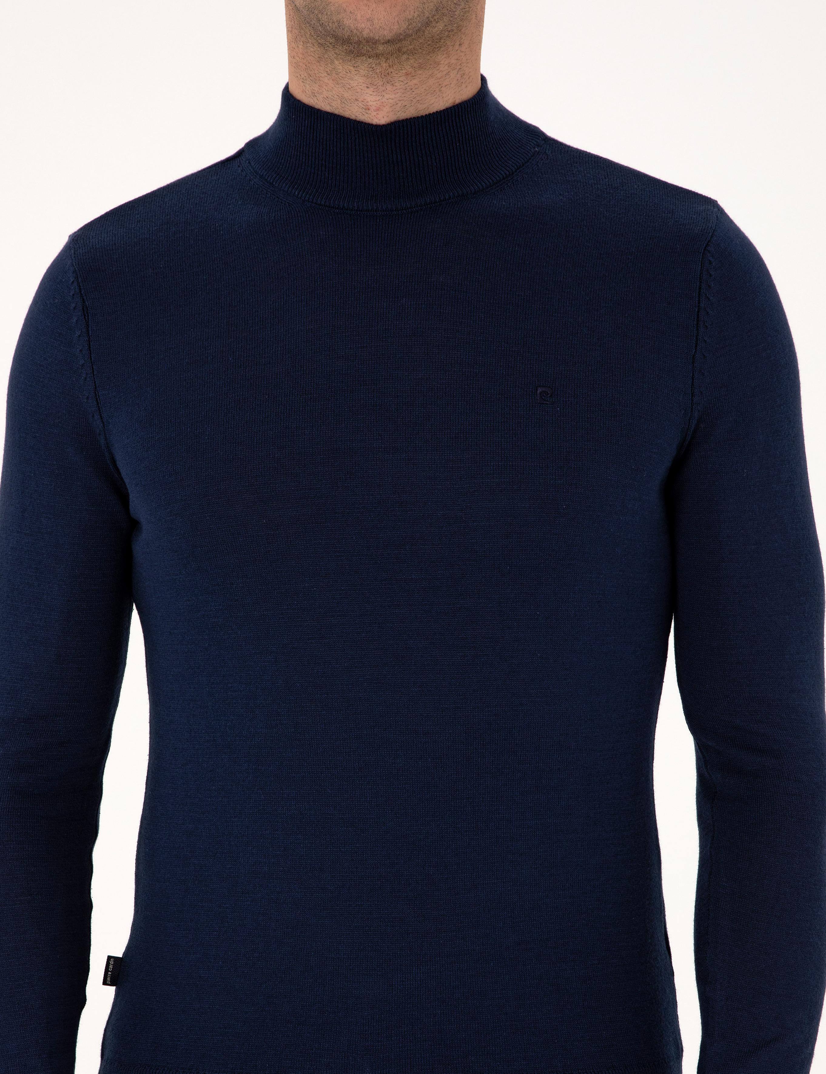 Açık Lacivert Slim Fit Basic Kazak