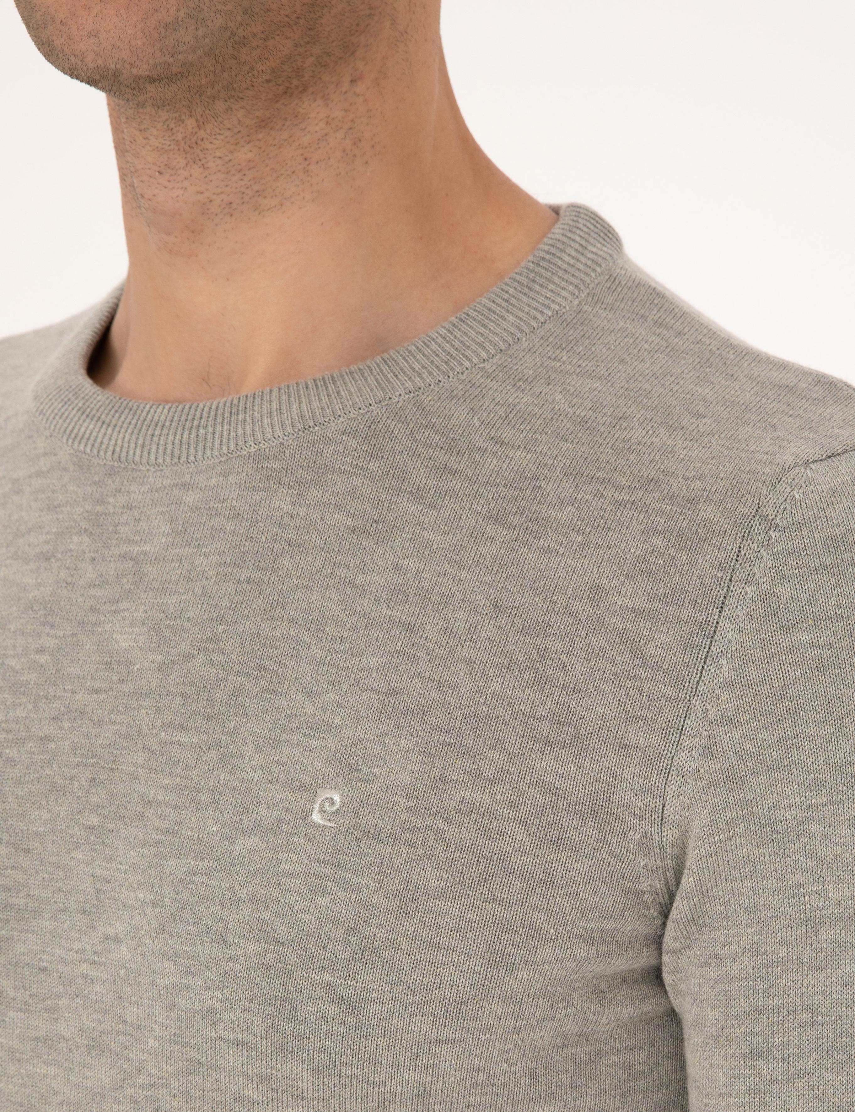 Açık Gri Melanj Slim Fit Basic Kazak