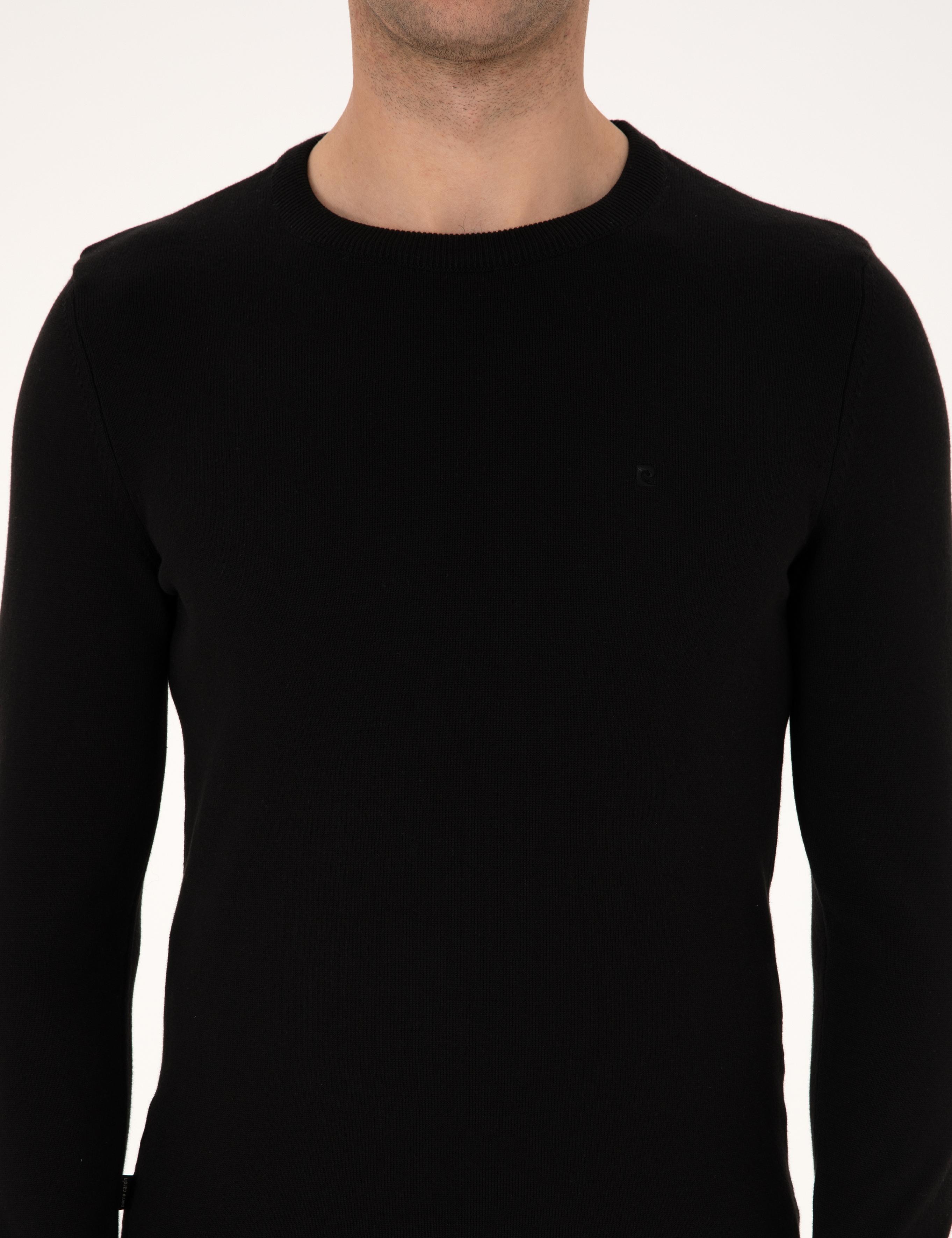 Siyah Slim Fit Basic Kazak