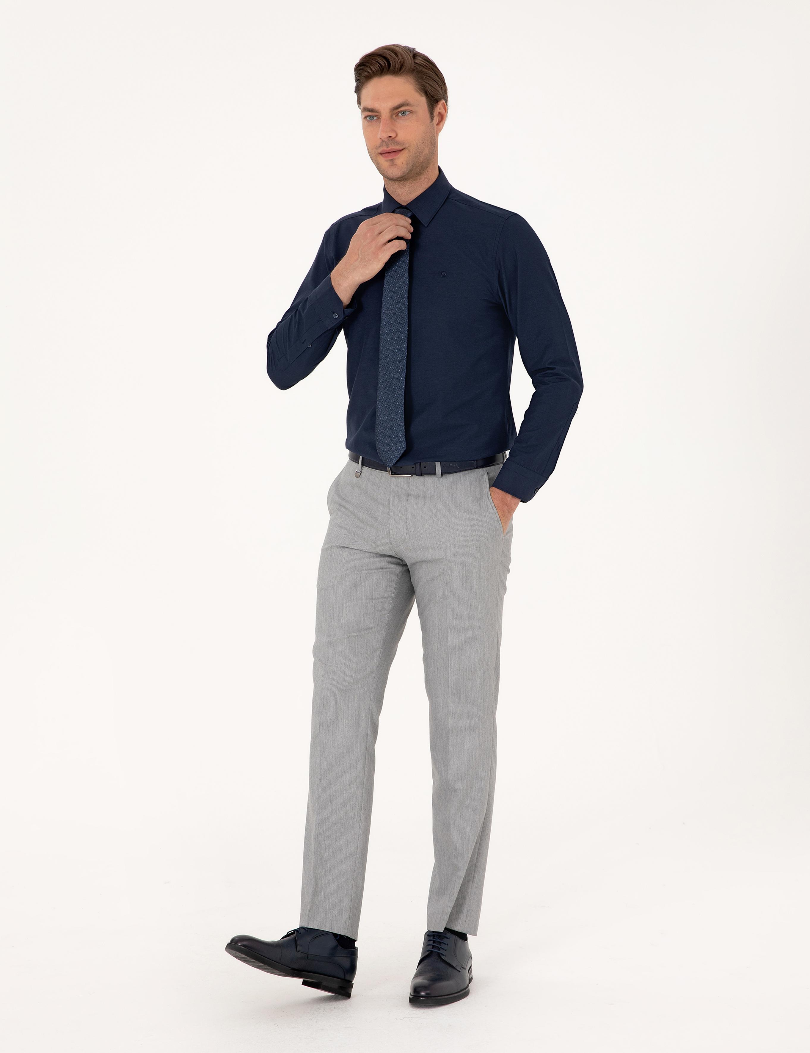 Lacivert Slim Fit Basic Gömlek