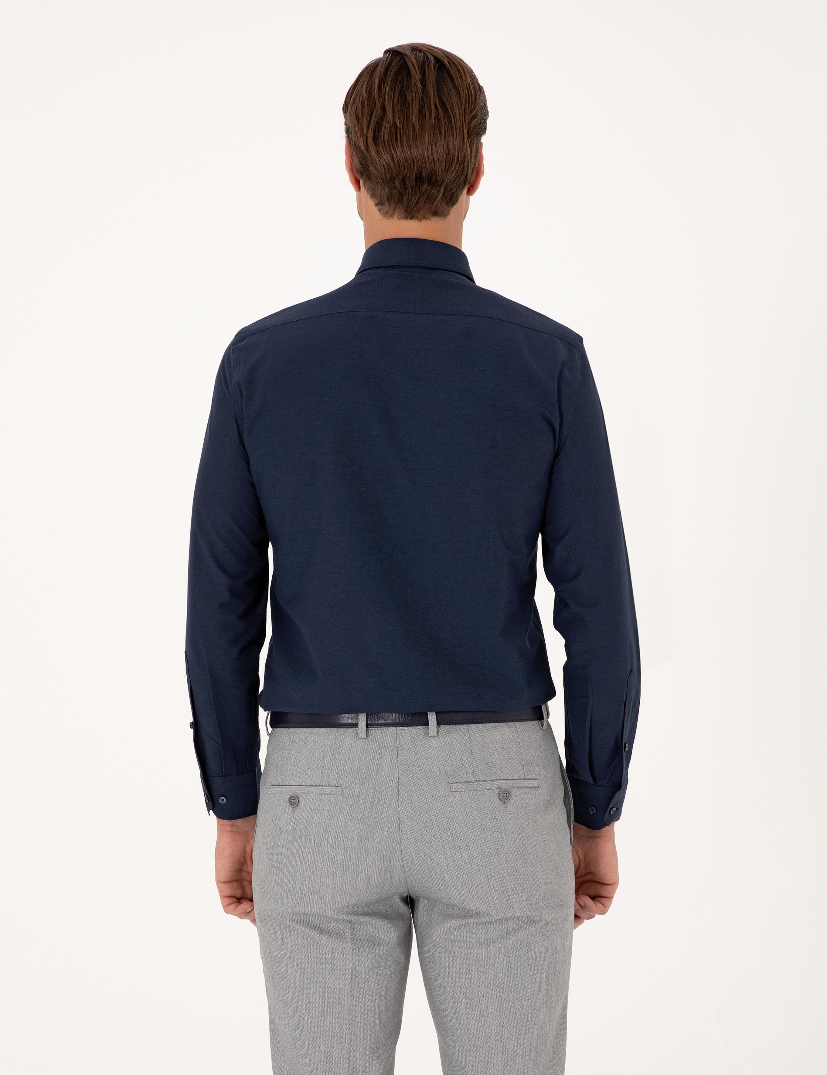 Lacivert Slim Fit Basic Gömlek