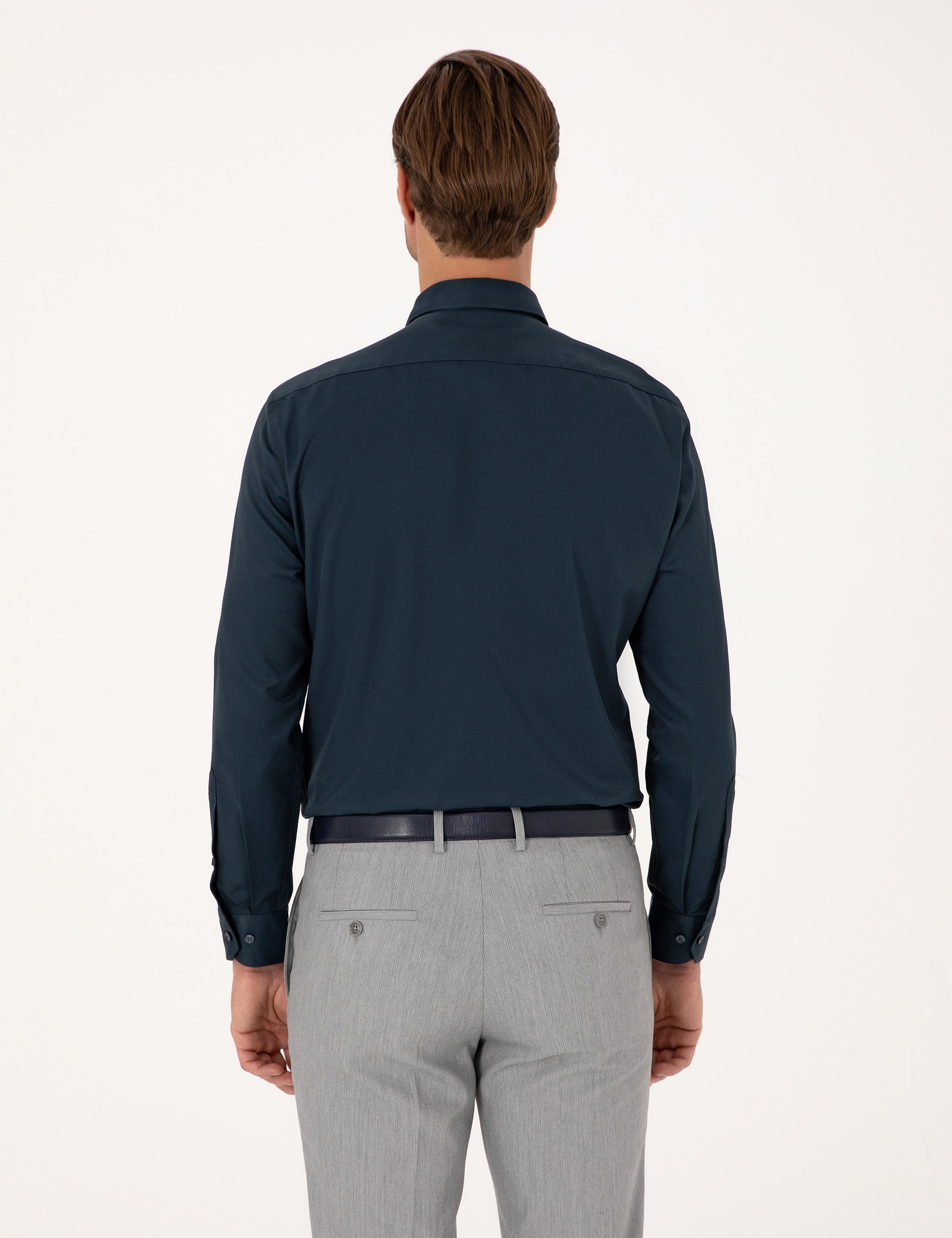 Lacivert Regular Fit Basic Gömlek