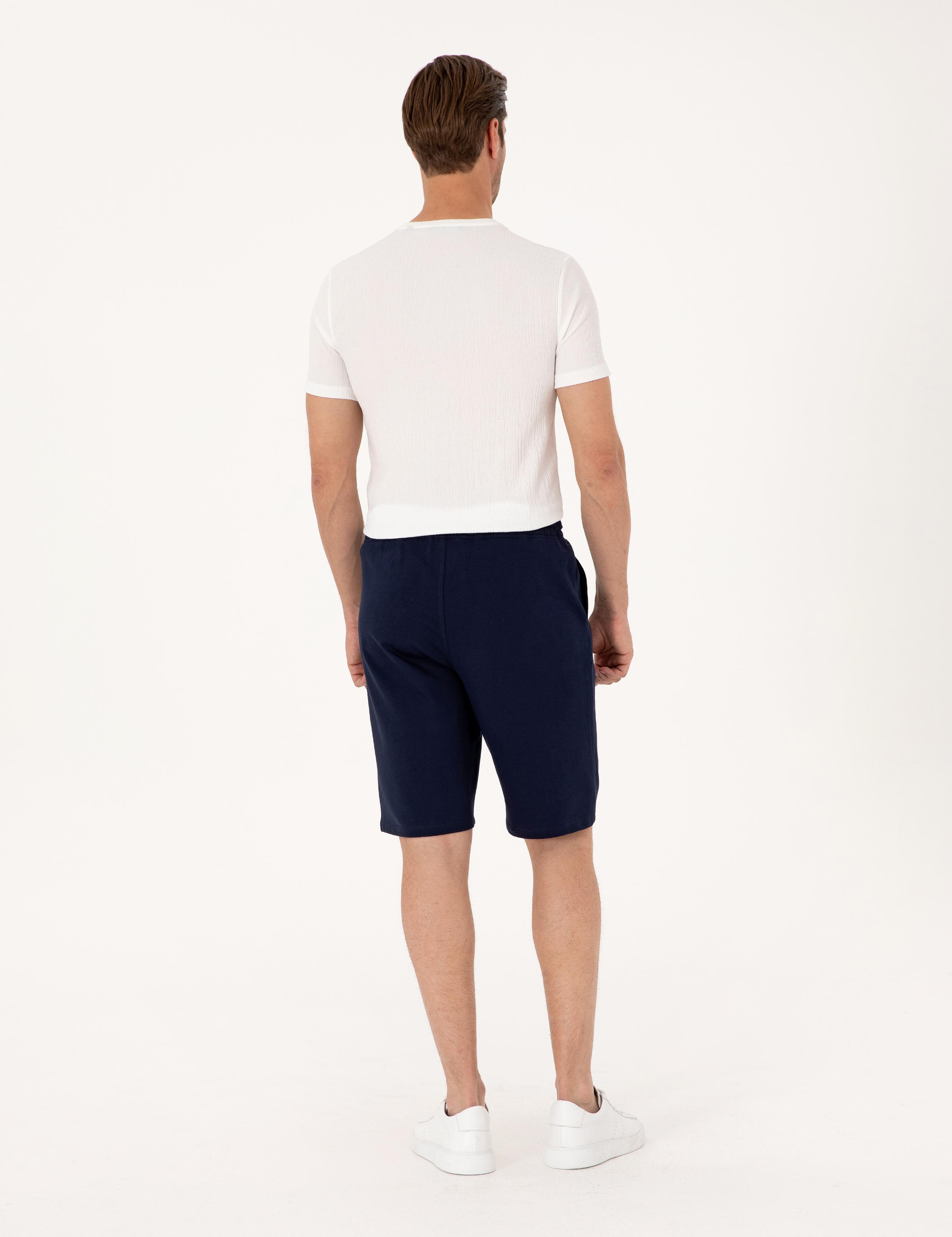 Lacivert Slim Fit Örme Şort