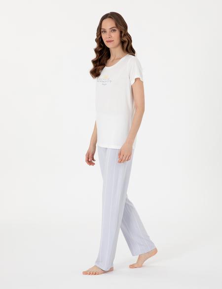 Beyaz Kısakollu Pijama Takımı