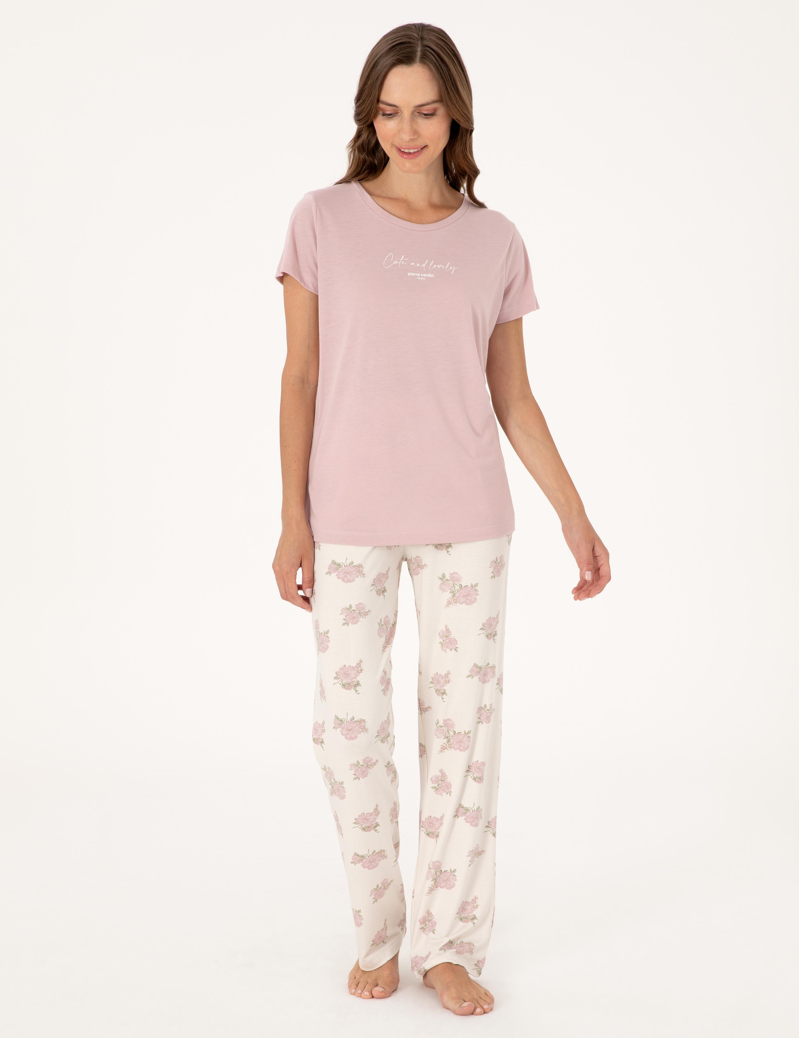 Pudra Kısakollu Pijama Takımı