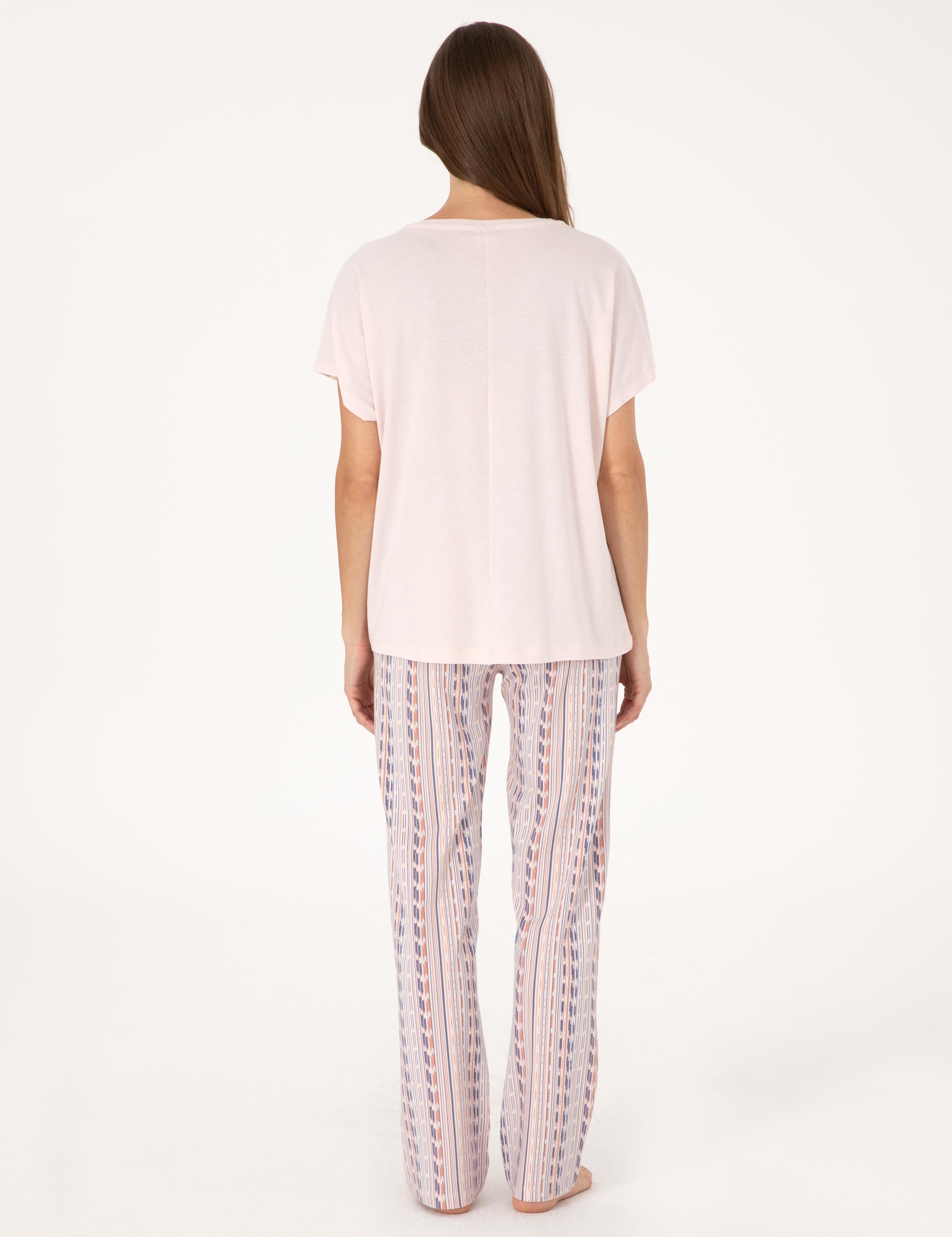 Pudra Kısakollu Pijama Takımı
