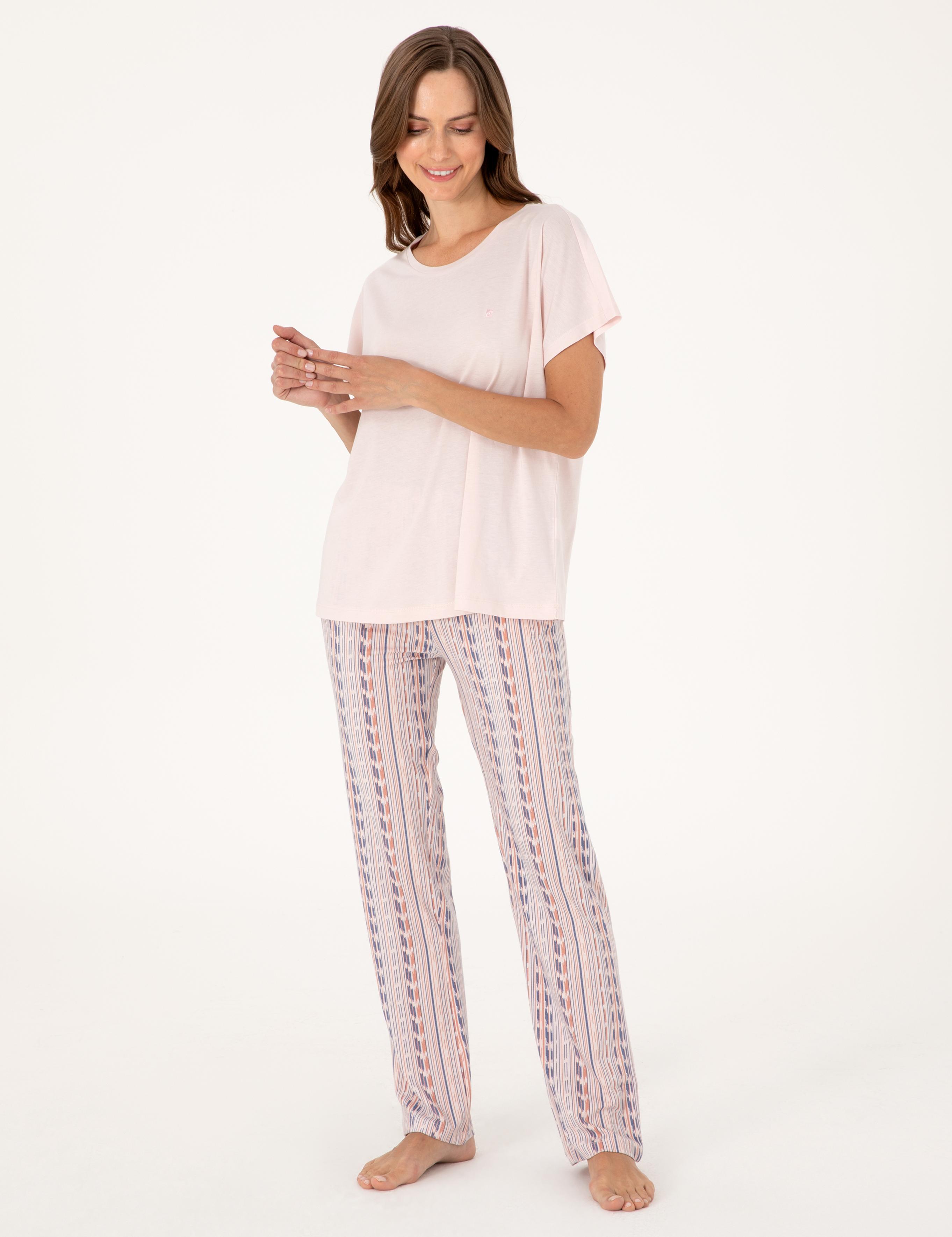 Pudra Kısakollu Pijama Takımı