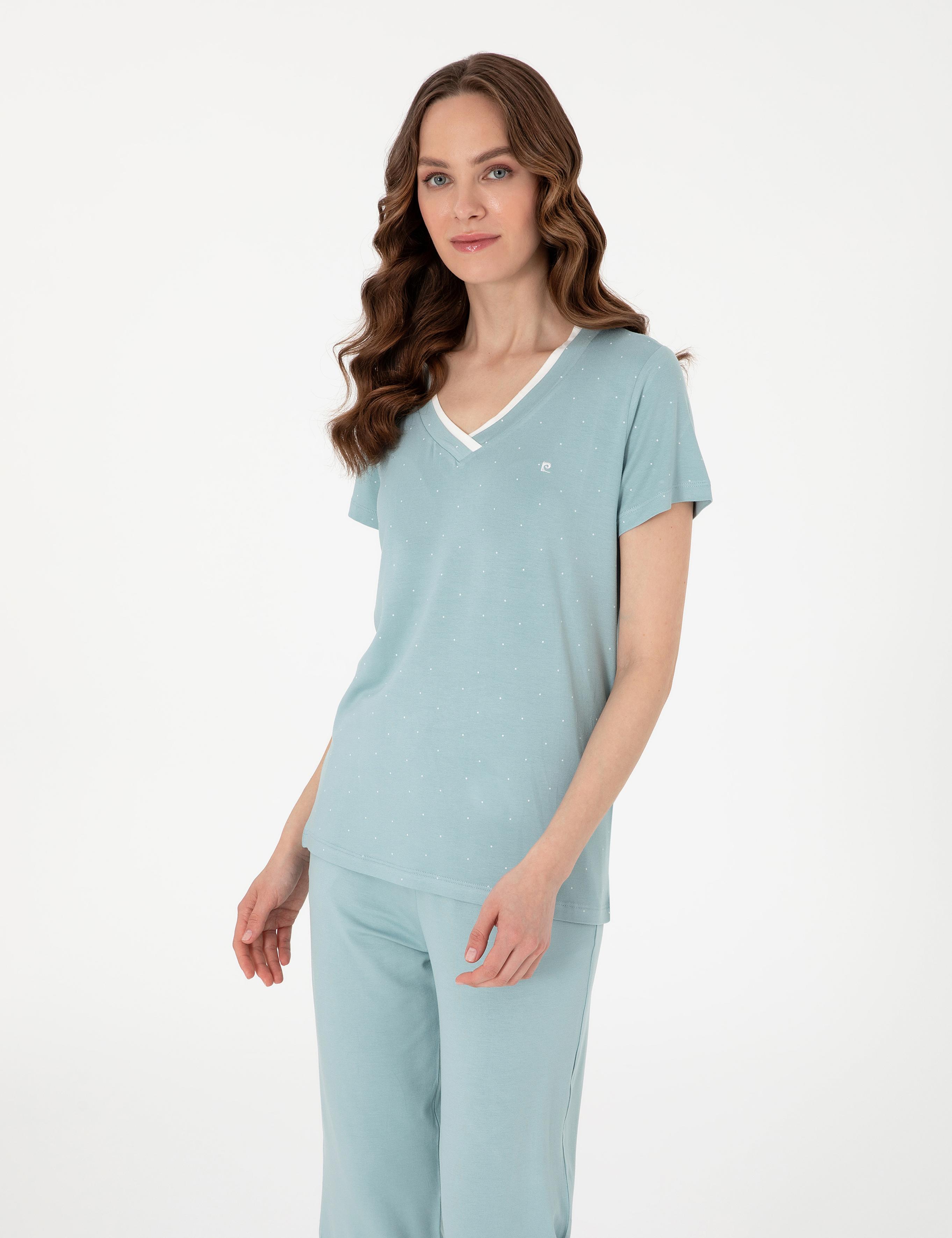 Su Yeşili Kısakollu Kapri Pijama Takımı