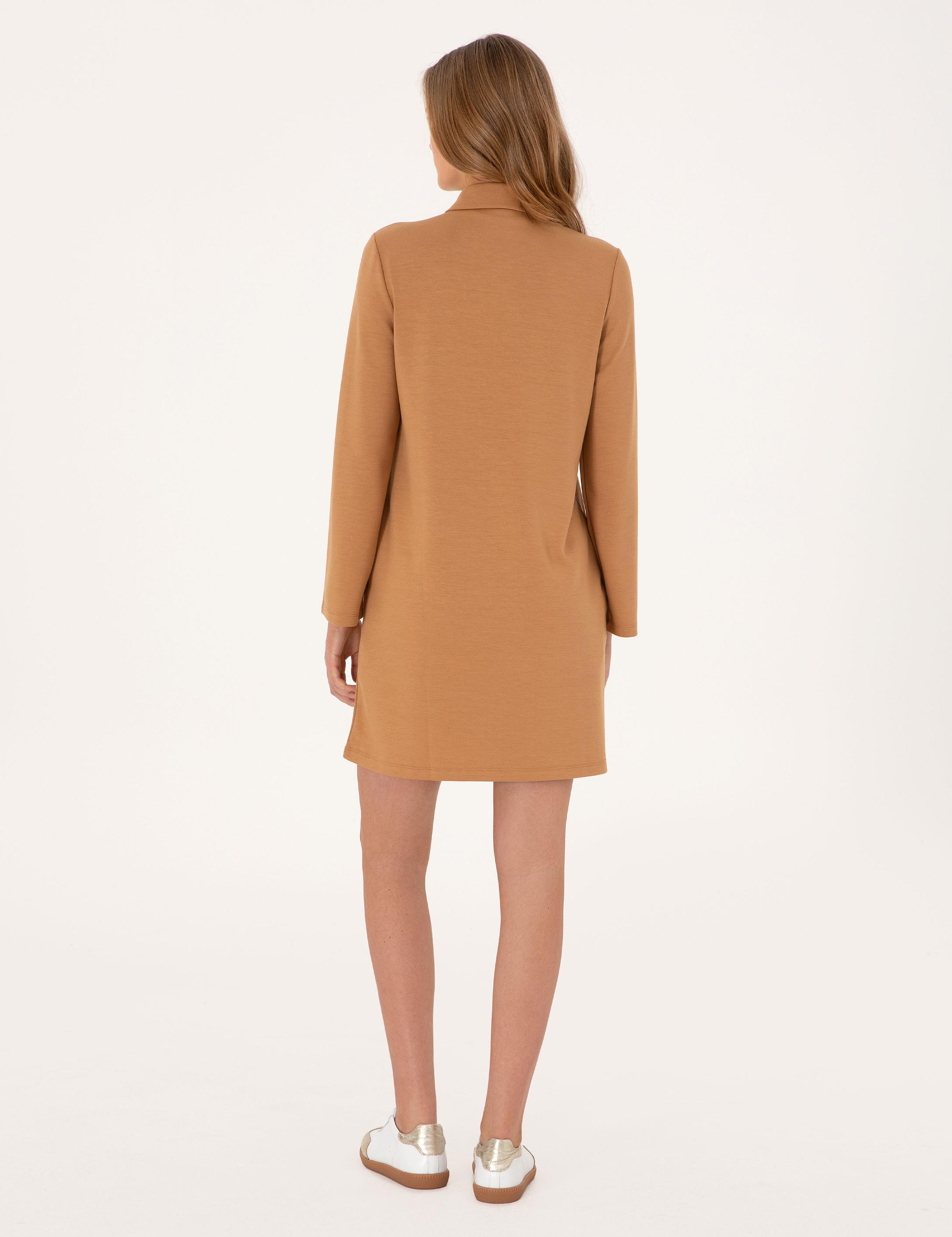 Camel Regular Fit Modal Kumaş Örme Elbise