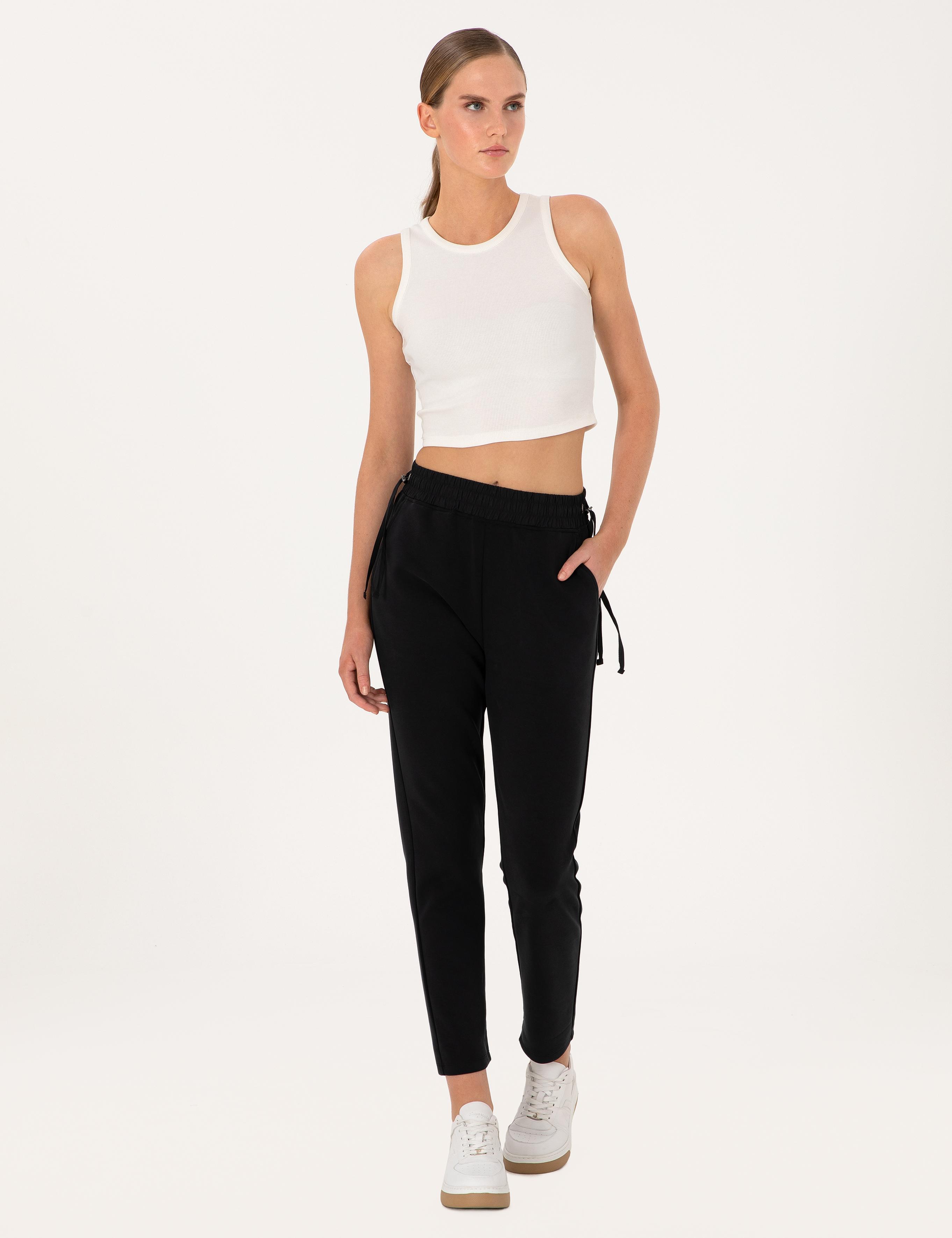 Siyah Regular Fit Modal Karışımlı Eşofman Altı