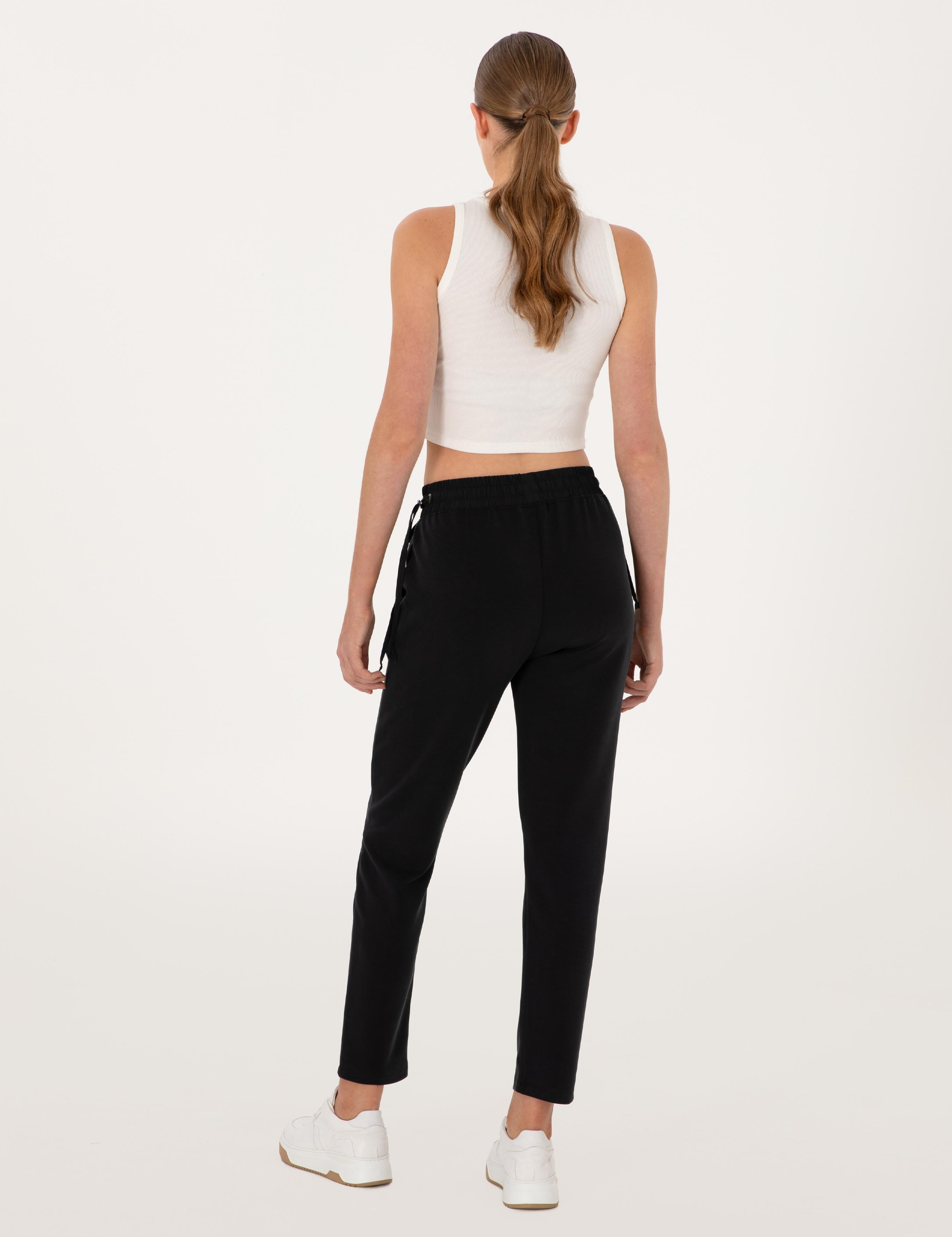 Siyah Regular Fit Modal Karışımlı Eşofman Altı