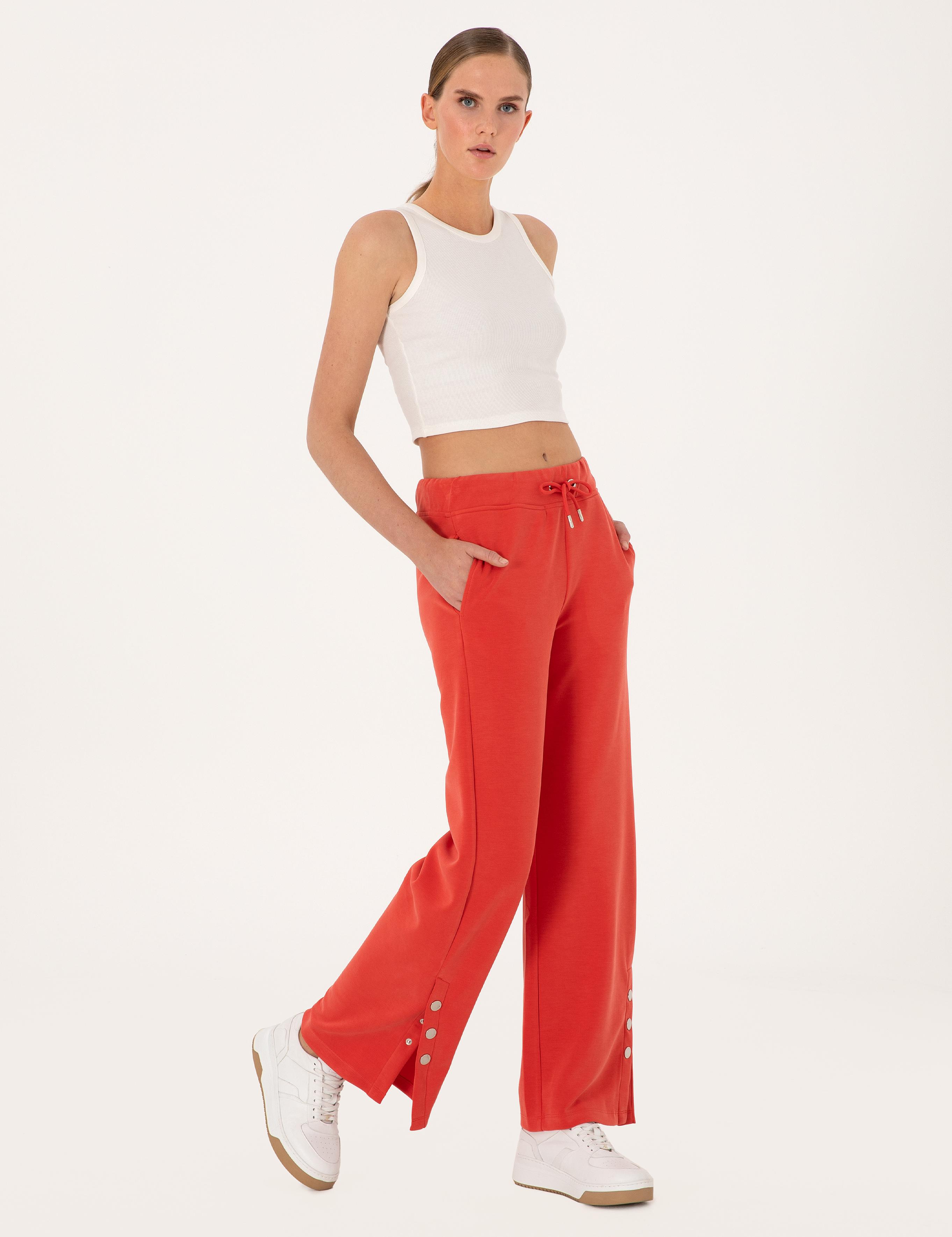 Kırmızı Loose Fit Modal Karışımlı Eşofman Altı