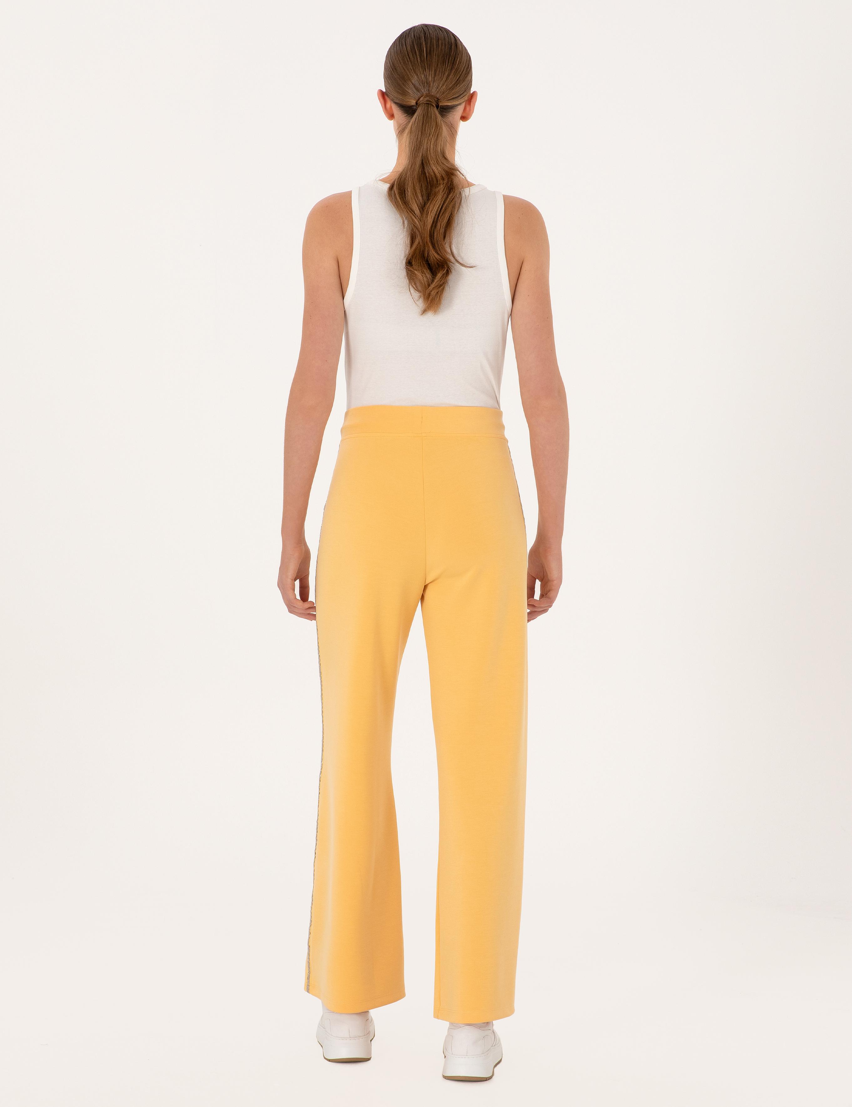Sarı Flare Fit Modal Karışımlı Eşofman Altı
