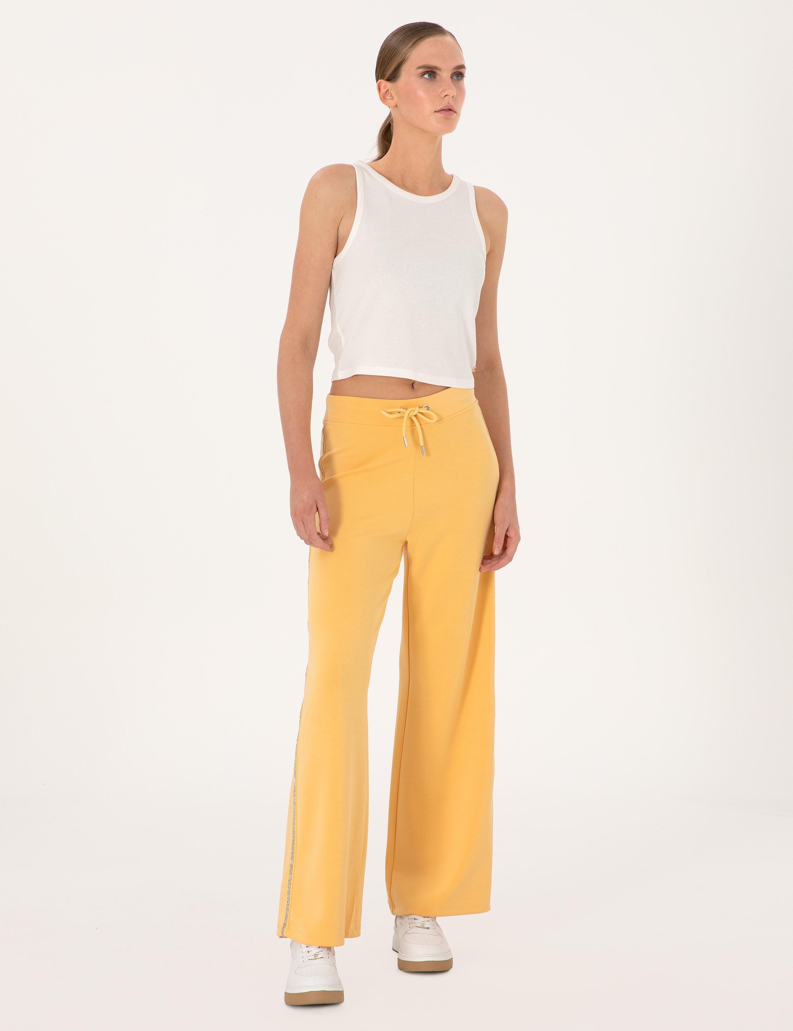 Sarı Flare Fit Modal Karışımlı Eşofman Altı