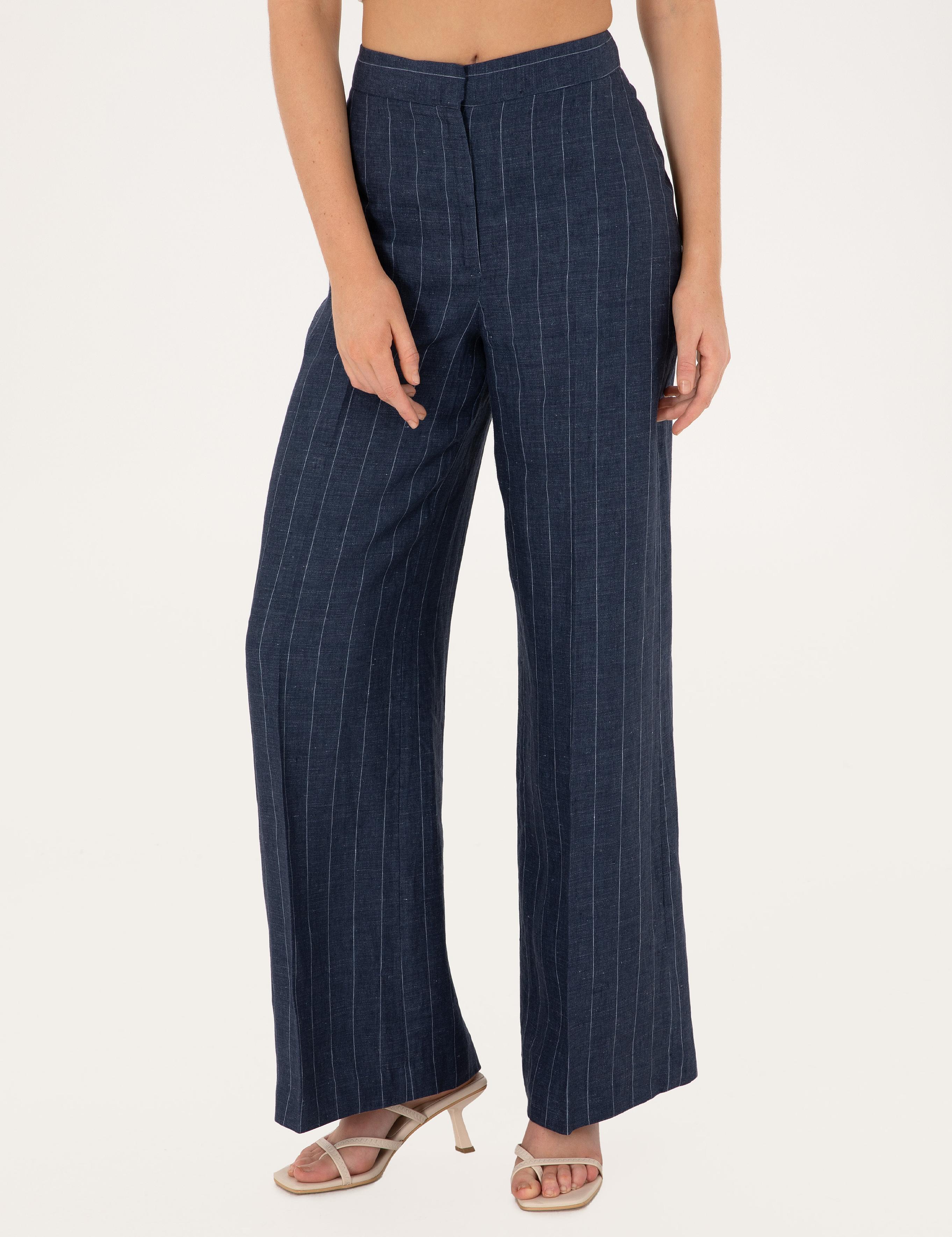 Lacivert Keten Pantolon